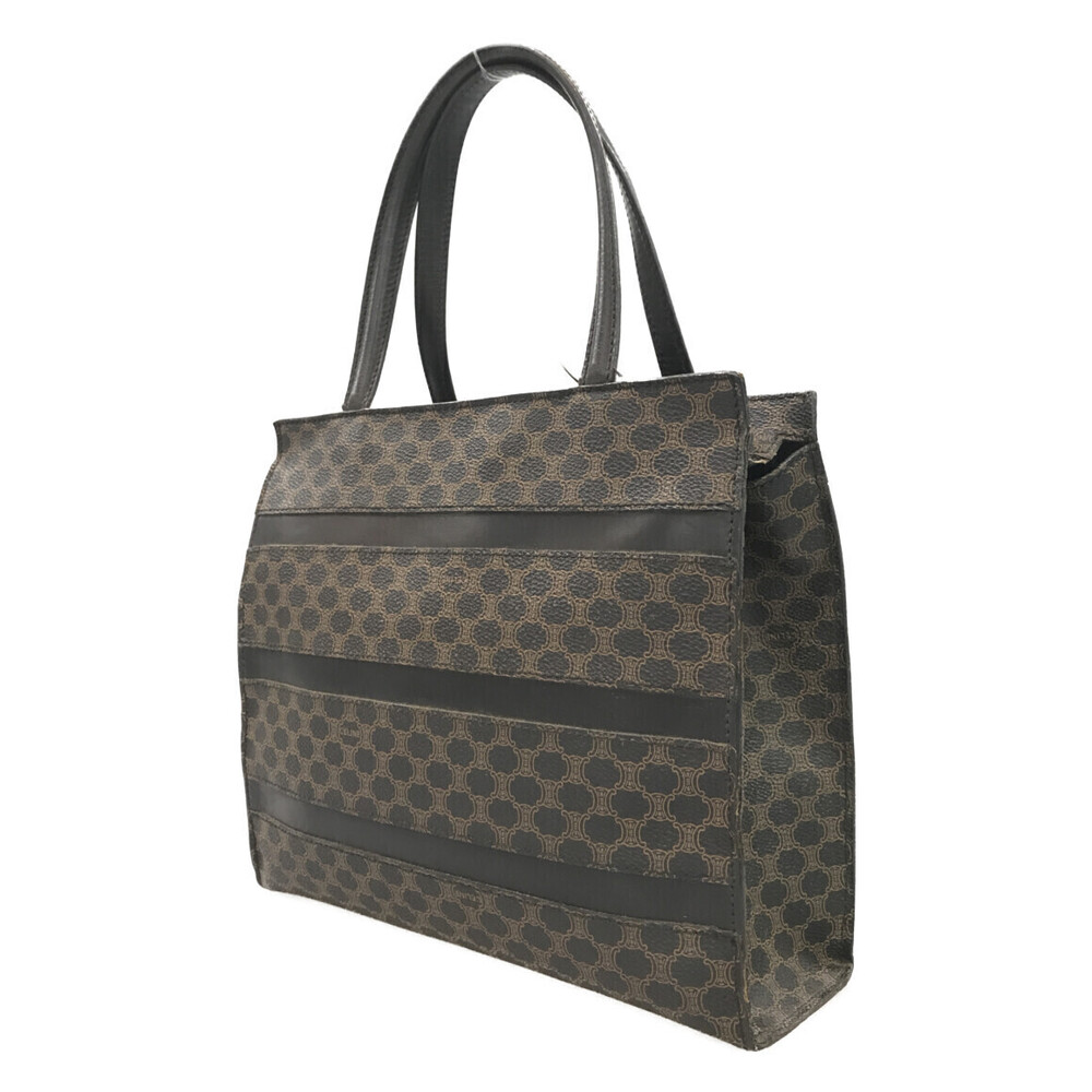 Celine bag 2way canvas Macadam Brown leather